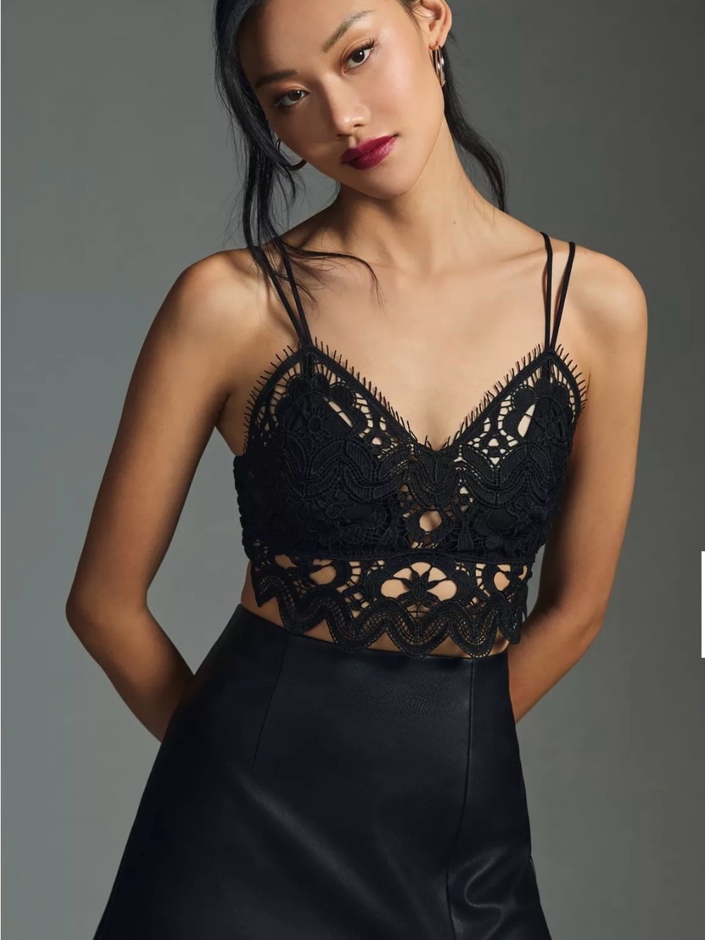 Anthropologie Viviette Black Lace Top